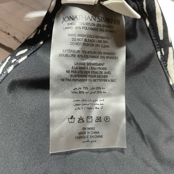 Jonathan Simkhai swim ALIANA PRINTED BIKINI TOP abstract fern S straps pattern - Picture 8 of 8